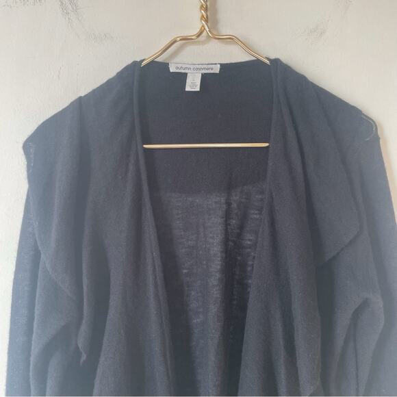 Autumn Cashmere Black Waterfall Shawl Collar Wrap Cashmere Sweater L - Picture 3 of 6